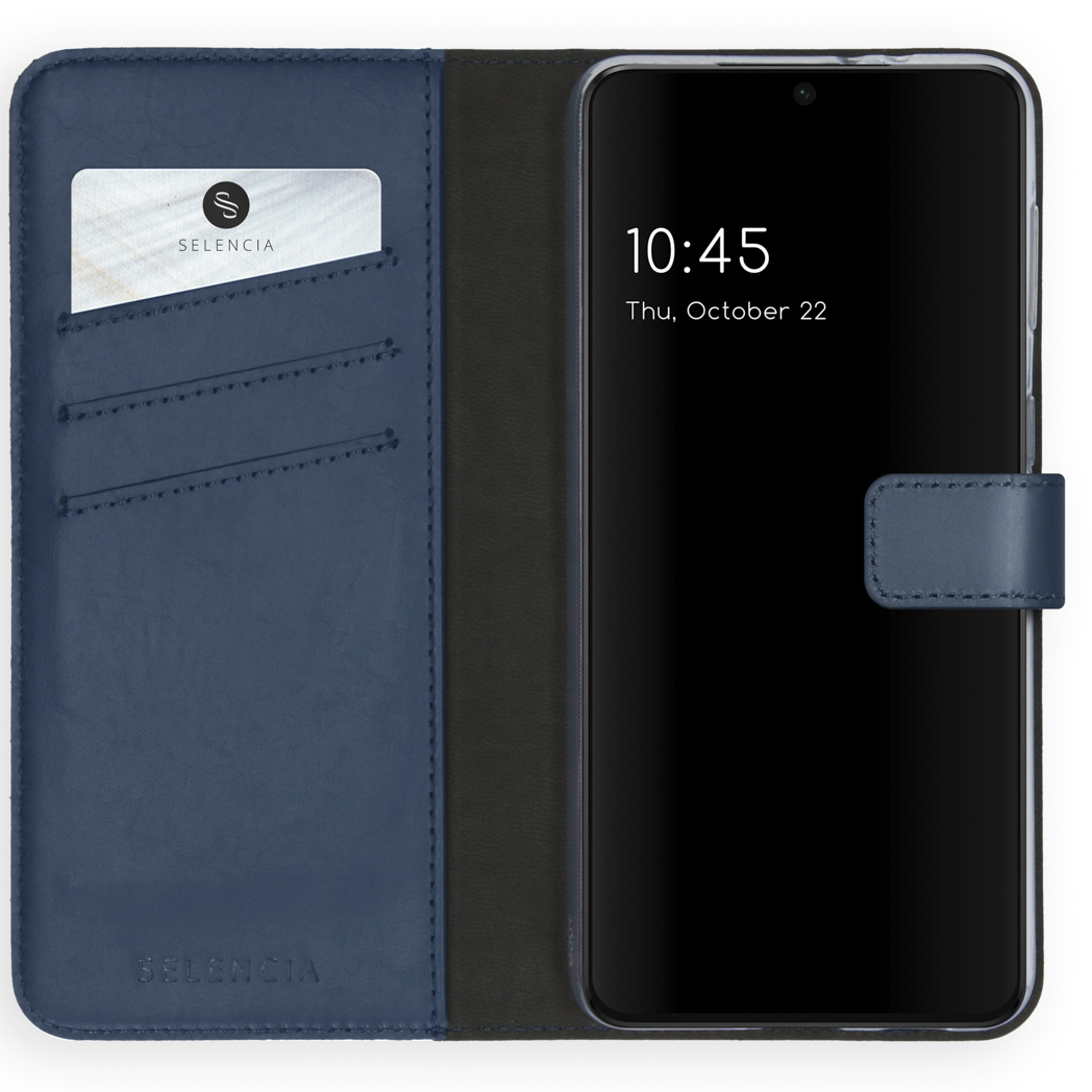 Selencia Echt Lederen Bookcase Samsung Galaxy S21 – Blauw