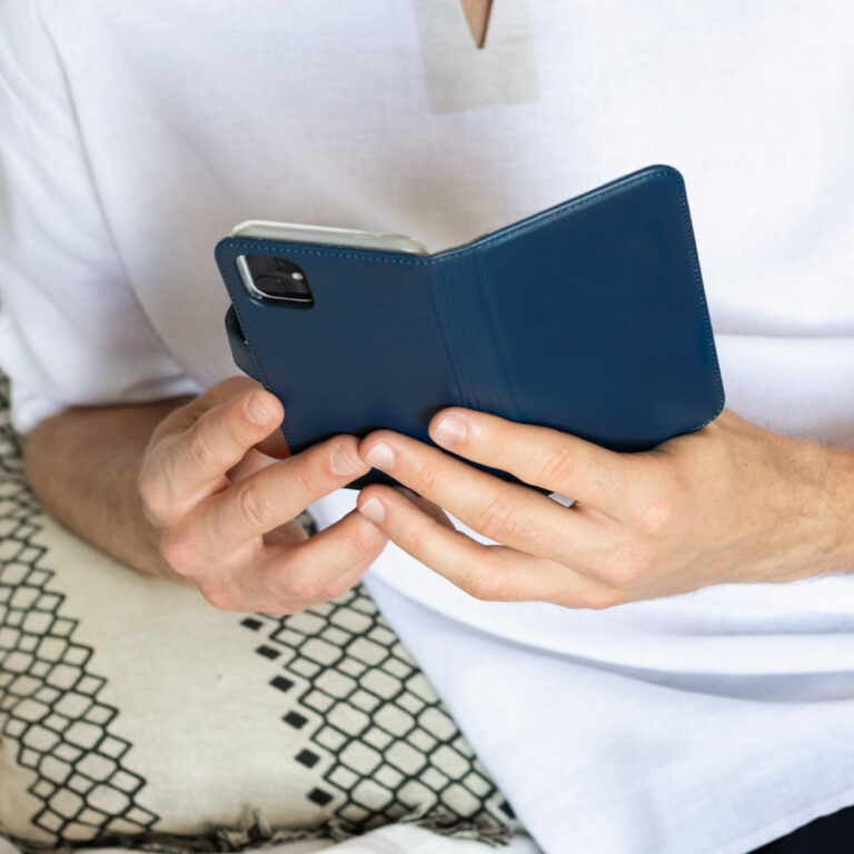 Selencia Echt Lederen Bookcase Samsung Galaxy A12 - Blauw - Afbeelding 5