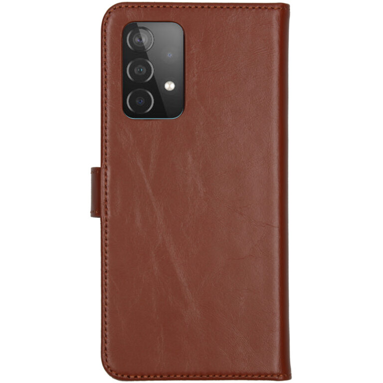 Selencia Echt Lederen Bookcase Samsung Galaxy A52(s) (5G/4G) -Lichtbruin - Afbeelding 3