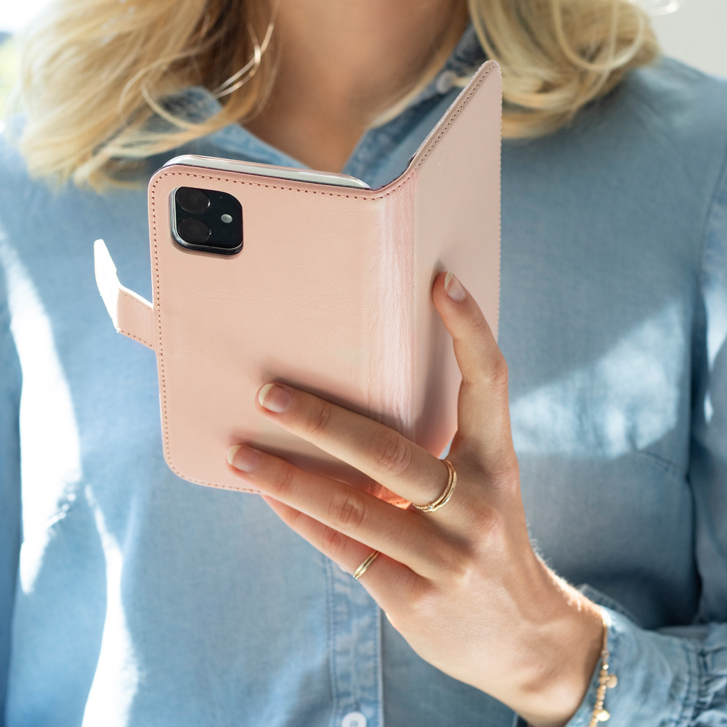 Selencia Echt Leren Bookcase Samsung Galaxy A52(s) (5G/4G) - Dusty Pink - Afbeelding 5