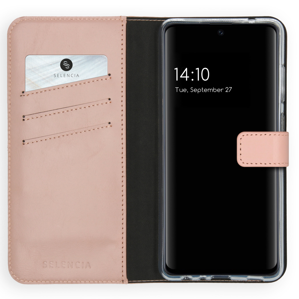 Selencia Echt Leren Bookcase Samsung Galaxy A72 - Dusty Pink