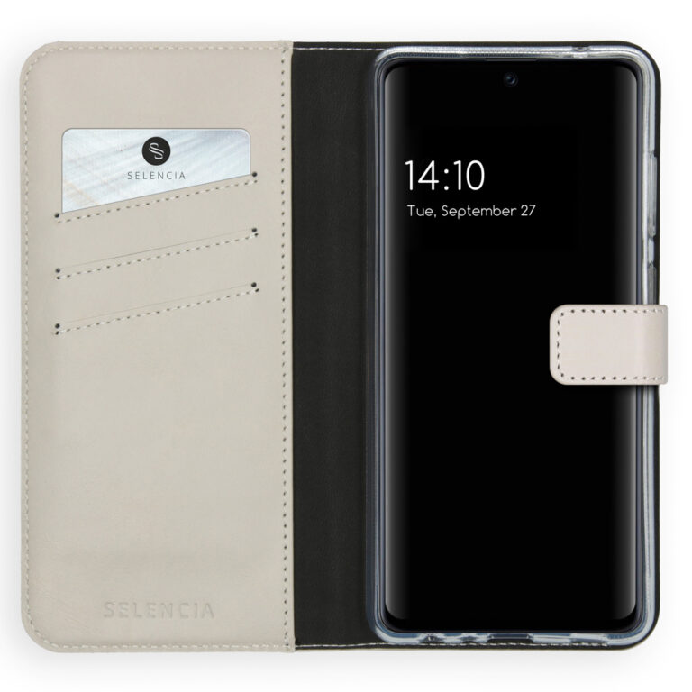 Selencia Echt Lederen Bookcase Samsung Galaxy A72 - Greige