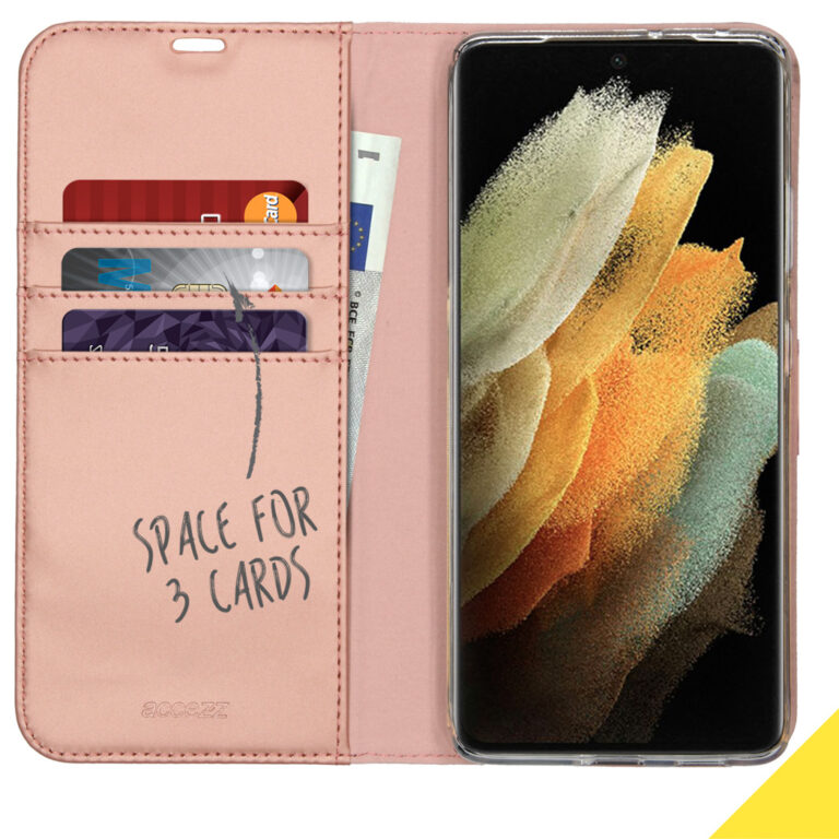 Accezz Wallet Softcase Bookcase Galaxy S21 Ultra - Rosé Goud - Afbeelding 3