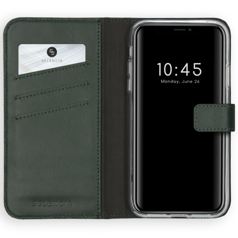Selencia Echt Lederen Bookcase Apple iPhone Xs - Groen