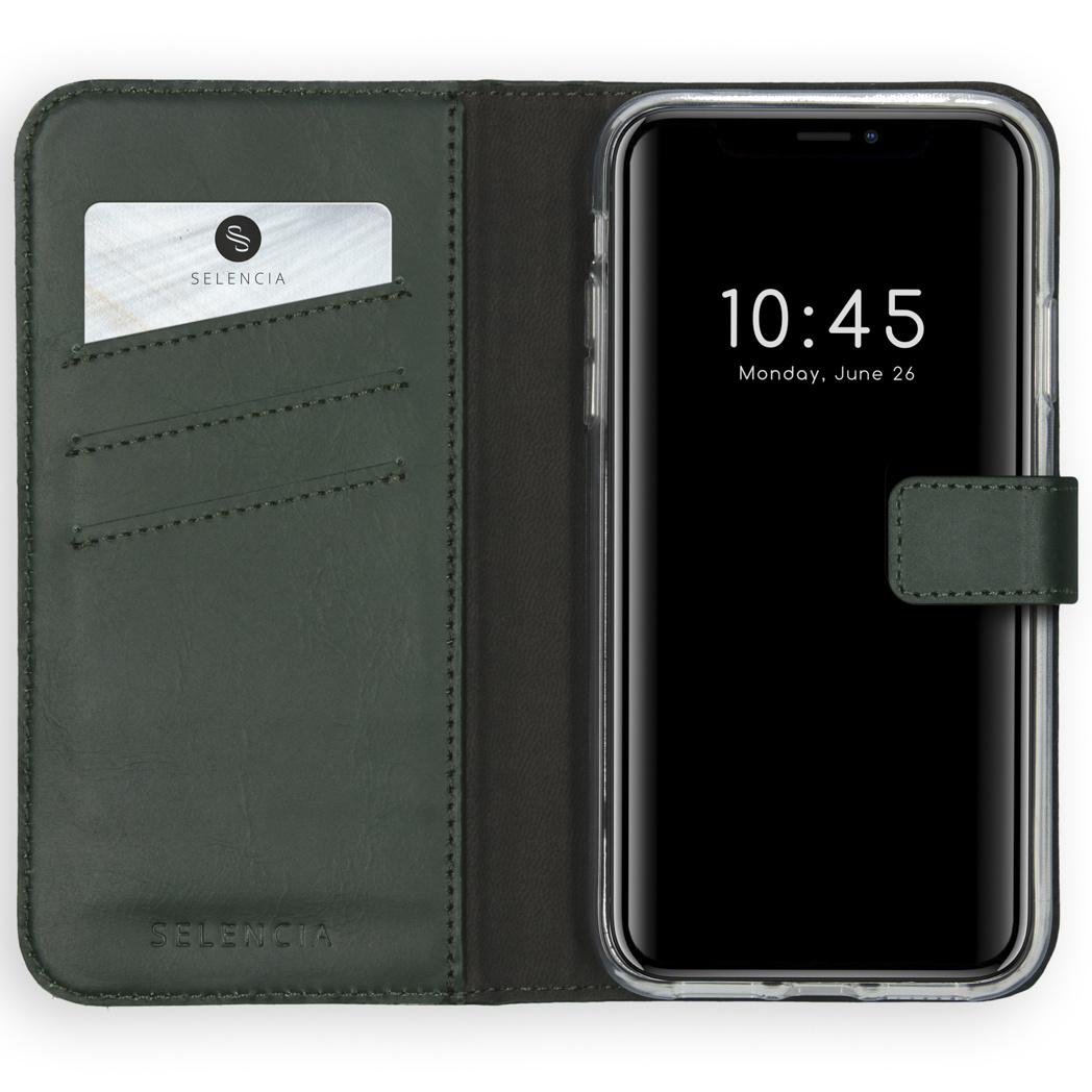 Selencia Echt Lederen Bookcase Apple iPhone Xs – Groen