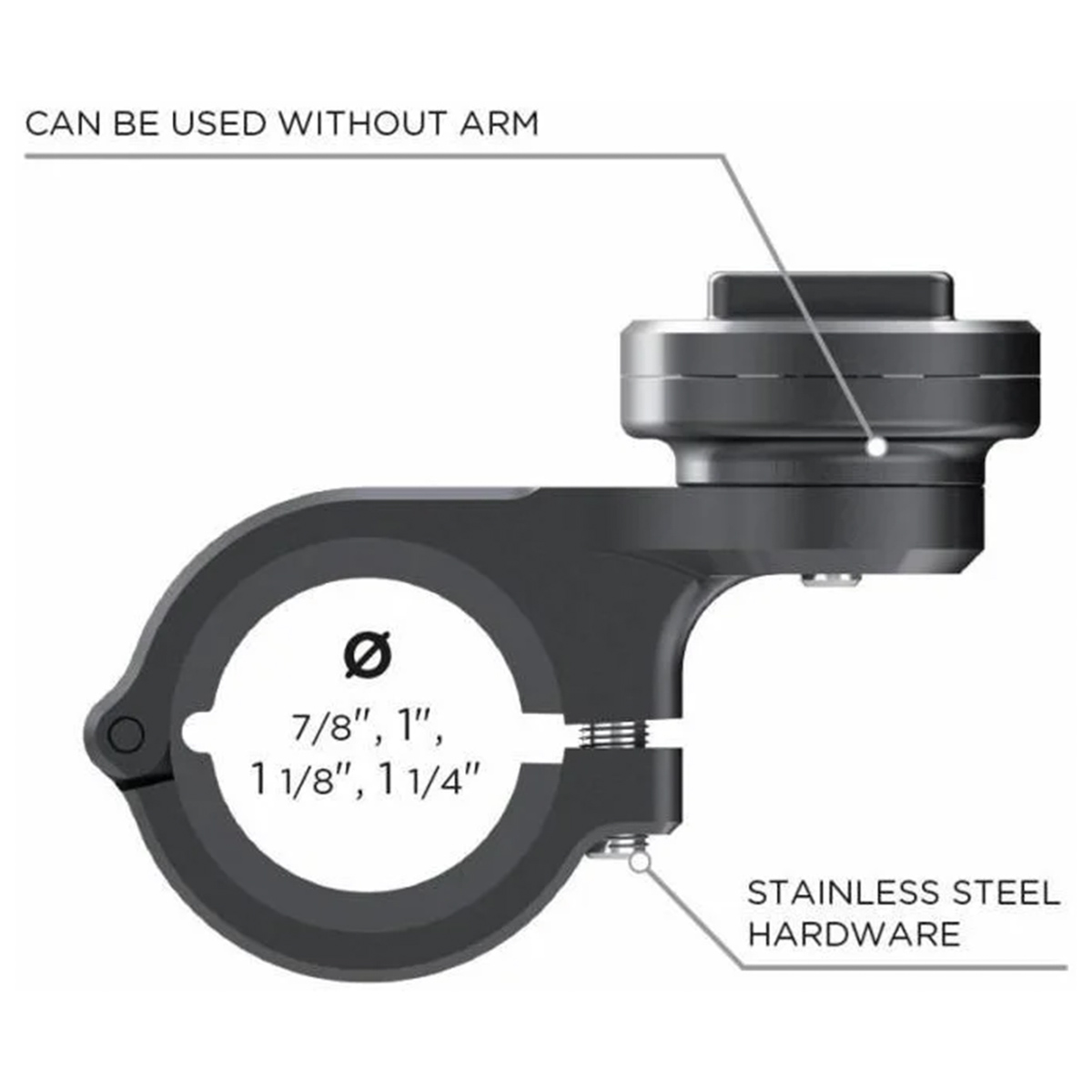 SP Connect Moto Mount 3D - Telefoonhouder motor(fiets) - Universeel - Geschikt voor SPC+ hoesjes - Zwart - Afbeelding 3