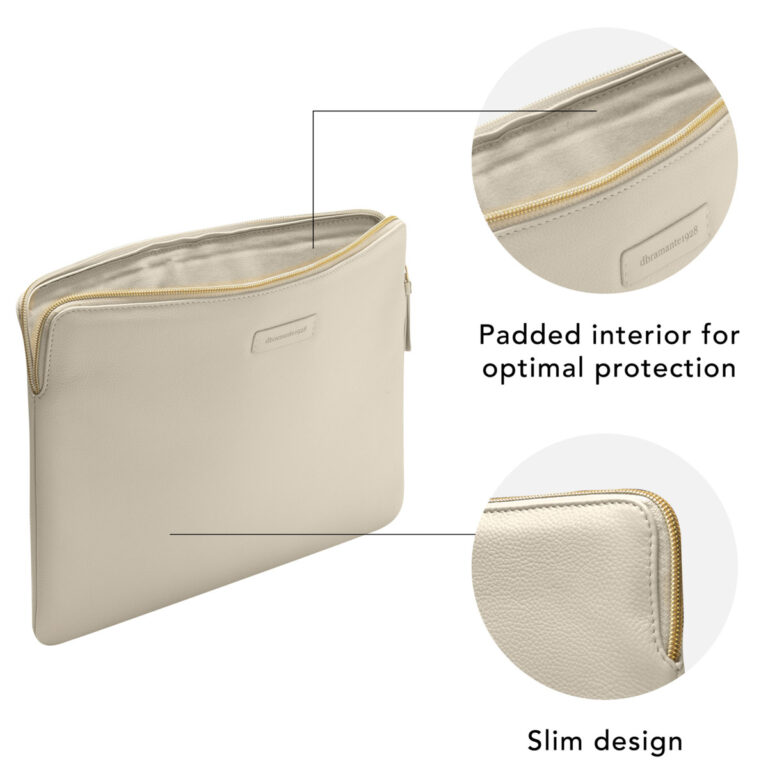 dbramante1928 Paris Sleeve - Laptop hoes 13 inch - Echt leer - MacBook Pro 13 inch / Air 13 inch - Sand Dune - Afbeelding 3