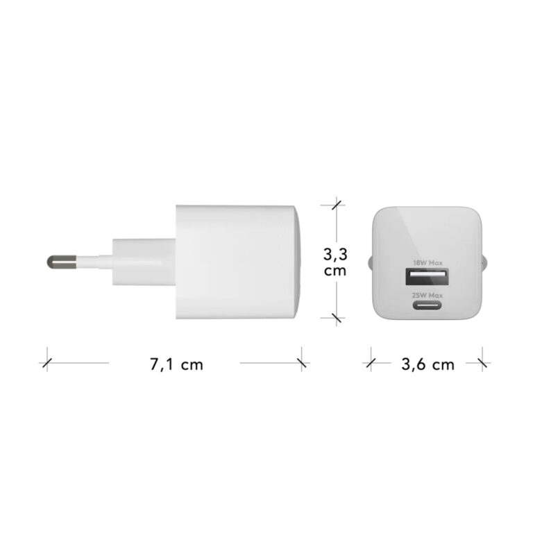 dbramante1928 re-charge | Wall Charger - USB-C 25 Watt + USB-A 18 Watt - Wit - Afbeelding 4
