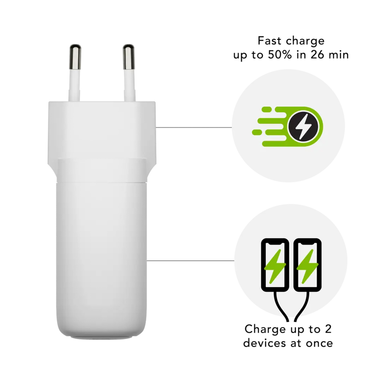 dbramante1928 re-charge | Wall Charger - USB-C 65 Watt + USB-A 18 Watt - Wit - Afbeelding 5