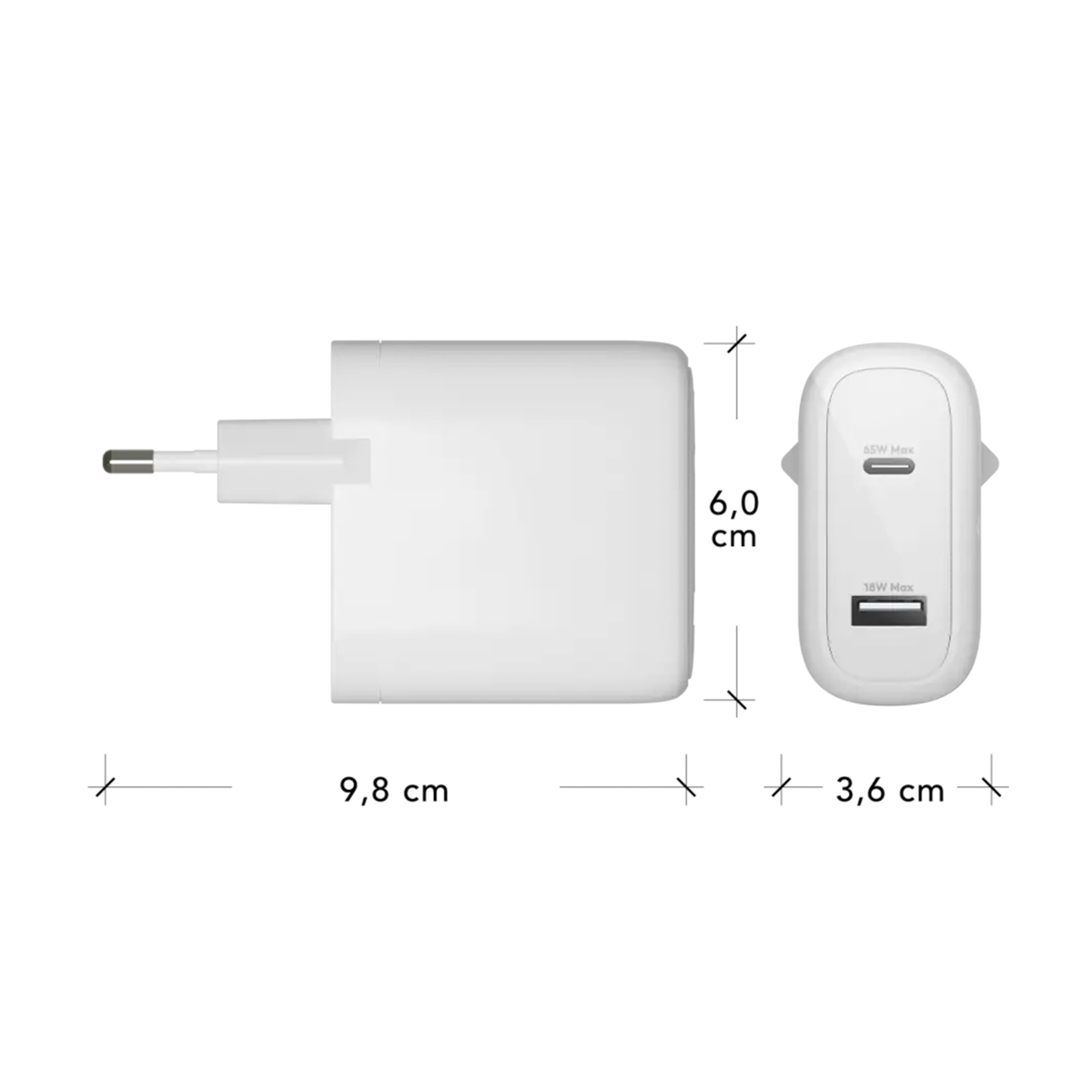 dbramante1928 re-charge | Wall Charger - USB-C 65 Watt + USB-A 18 Watt - Wit - Afbeelding 3