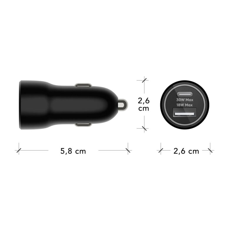 dbramante1928 re-charge | Autolader - USB-C 30 Watt + USB-A 18 Watt - Zwart - Afbeelding 4