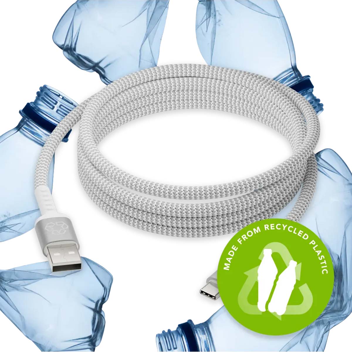 dbramante1928 re-charge - Braided oplaadkabel - USB-A naar USB-C - 2,5 meter - Wit - Afbeelding 2