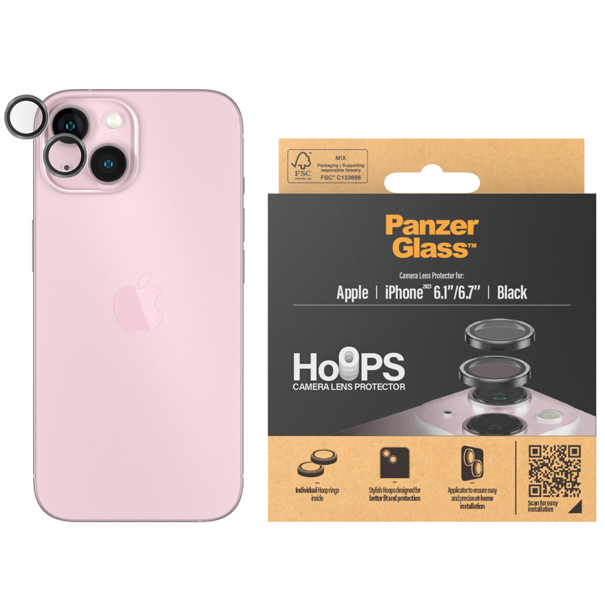PanzerGlass Camera Protector Hoops Optic Rings Apple iPhone 15 / 15 Plus - Afbeelding 4