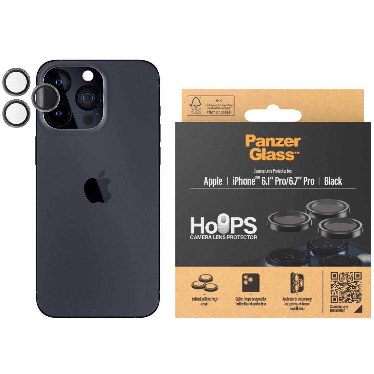 PanzerGlass Camera Protector Hoops Optic Rings Apple iPhone 15 Pro / 15 Pro Max - Afbeelding 4