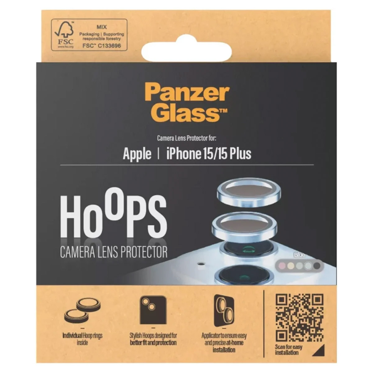 PanzerGlass Camera Protector Hoop Optic Rings Apple iPhone 15 / 15 Plus – Blue