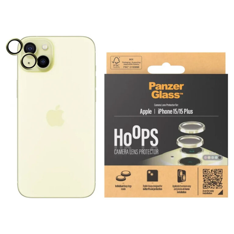 PanzerGlass Camera Protector Hoop Optic Rings Apple iPhone 15 / 15 Plus - Yellow - Afbeelding 4