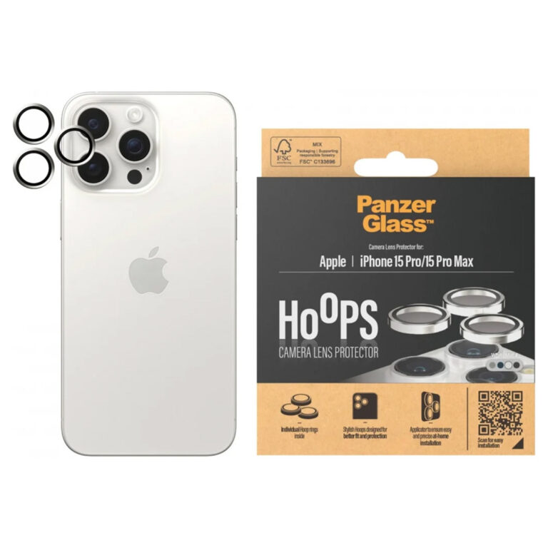 PanzerGlass Camera Protector Hoop Optic Rings Apple iPhone 15 Pro / 15 Pro Max - White Metal - Afbeelding 4