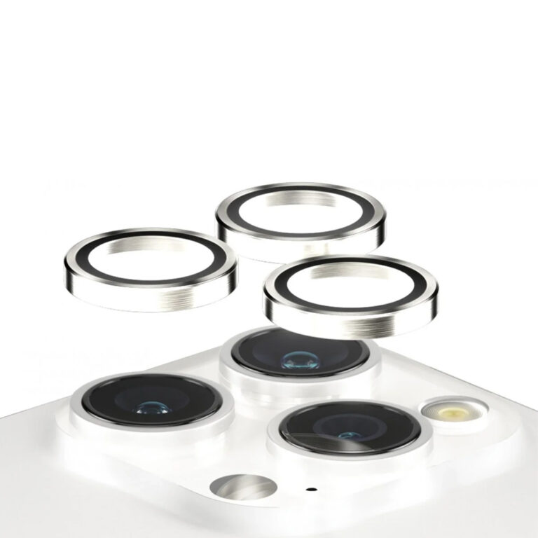 PanzerGlass Camera Protector Hoop Optic Rings Apple iPhone 15 Pro / 15 Pro Max - White Metal - Afbeelding 3