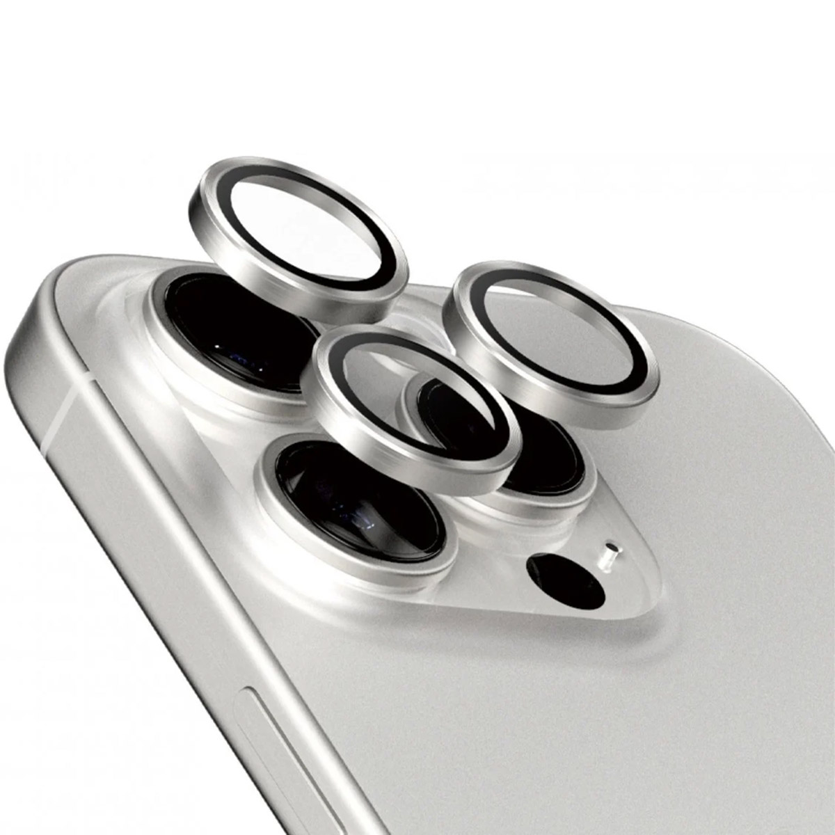 PanzerGlass Camera Protector Hoops Optic Rings Apple iPhone 15 Pro / 15 Pro Max - White Titanium - Afbeelding 2
