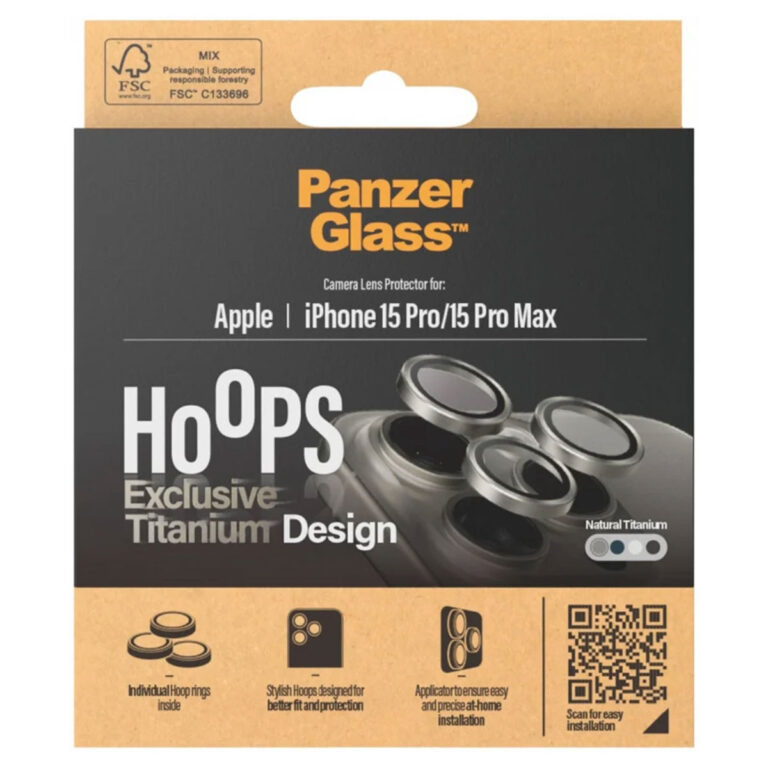 PanzerGlass Camera Protector Hoop Optic Rings Apple iPhone 15 Pro / 15 Pro Max - Natural Titanium