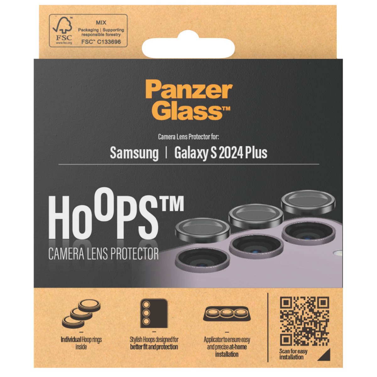 PanzerGlass Camera Protector Hoop Optic Rings Samsung Galaxy S24 Plus – Black