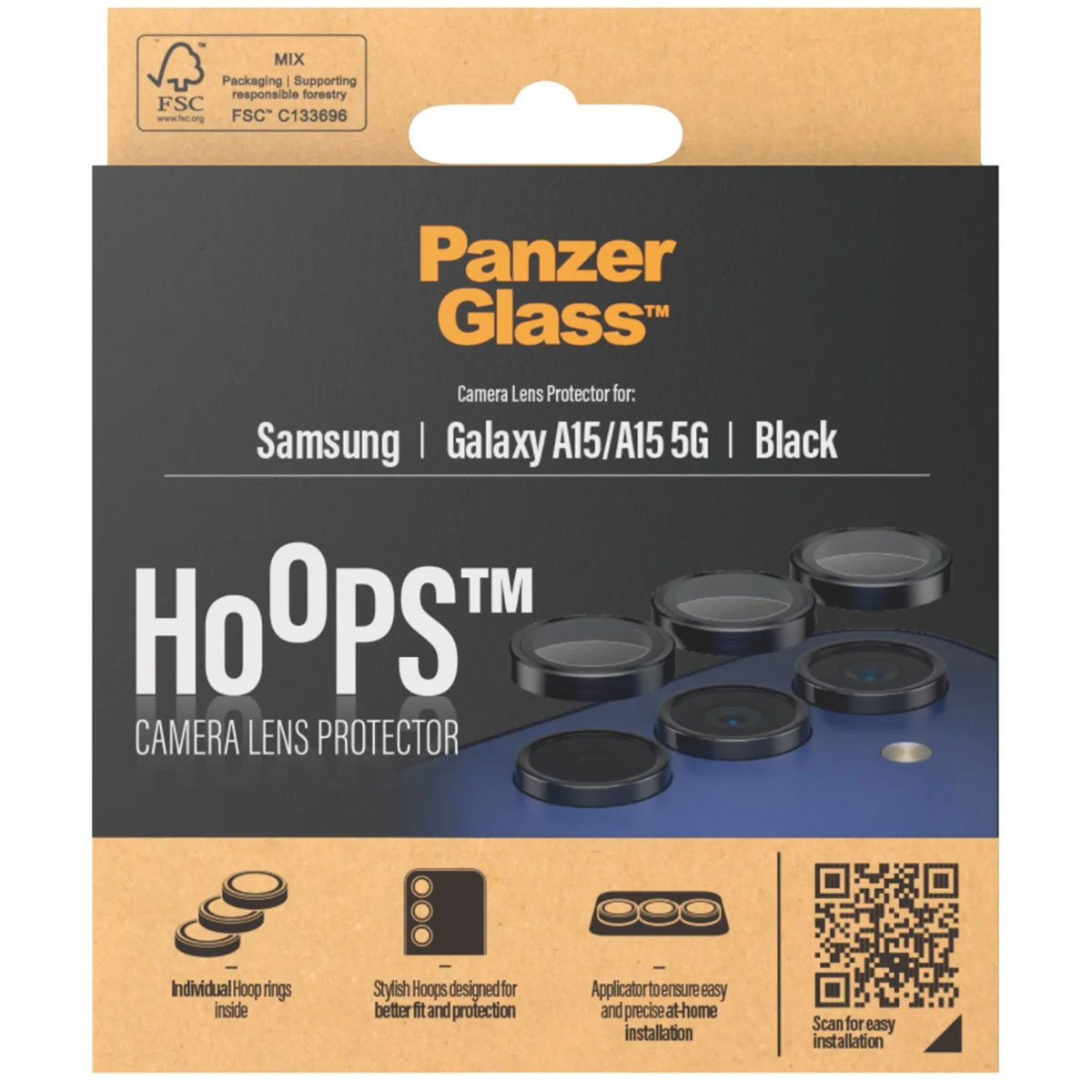 PanzerGlass Camera Protector Hoop Optic Rings Samsung Galaxy A15 (5G) – Black