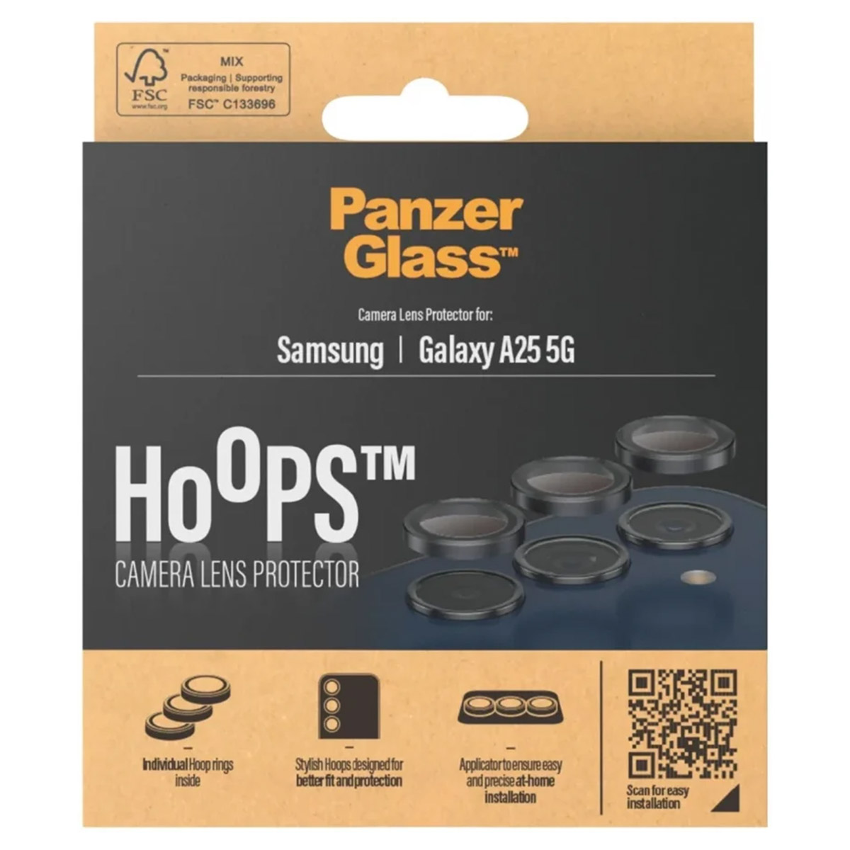 PanzerGlass Camera Protector Hoop Optic Rings Samsung Galaxy A25 (5G) – Black