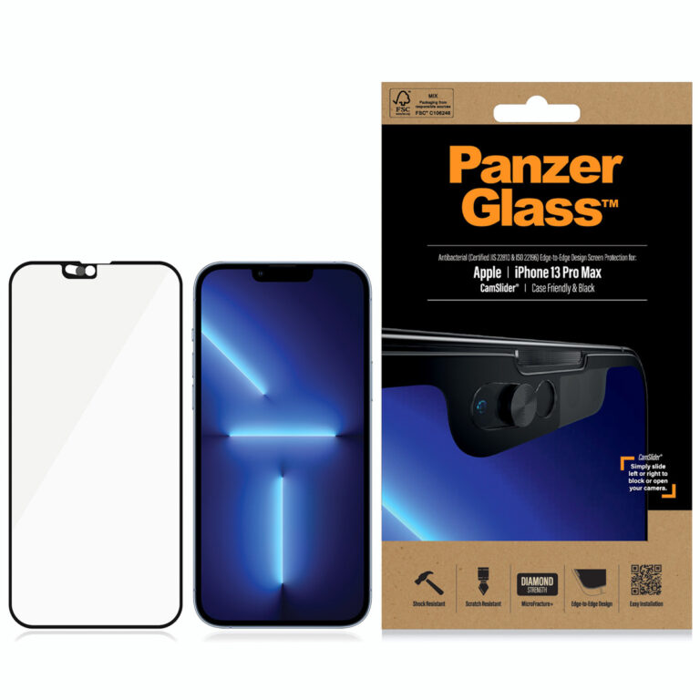 PanzerGlass CamSlider™ Anti-Bacterial Case Friendly Screenprotector Apple iPhone 13 Pro Max - Zwart - Afbeelding 3