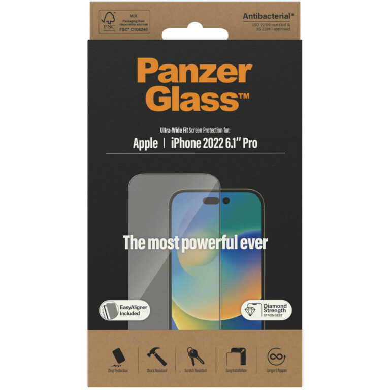PanzerGlass Ultra-Wide Fit Anti-Bacterial Screenprotector incl. applicator Apple iPhone 14 Pro - Afbeelding 7