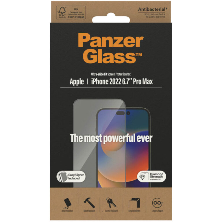 PanzerGlass Ultra-Wide Fit Anti-Bacterial Screenprotector incl. applicator Apple iPhone 14 Pro Max - Afbeelding 5