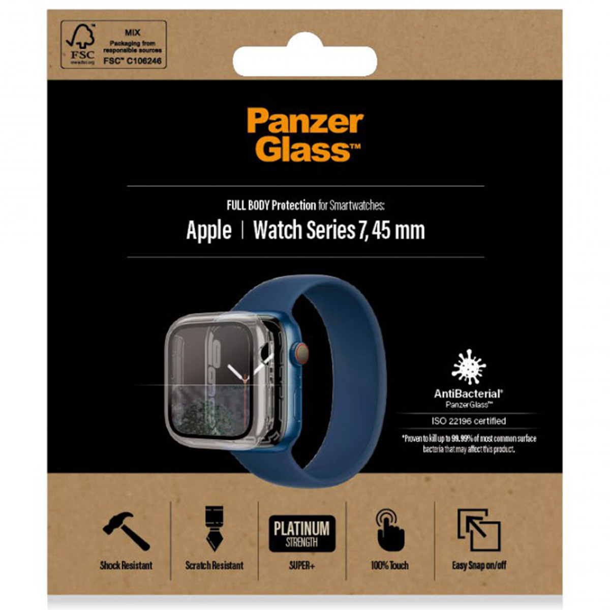 PanzerGlass Full Body Case Apple Watch Series 7 / 8 / 9 (45 mm) – Transparant