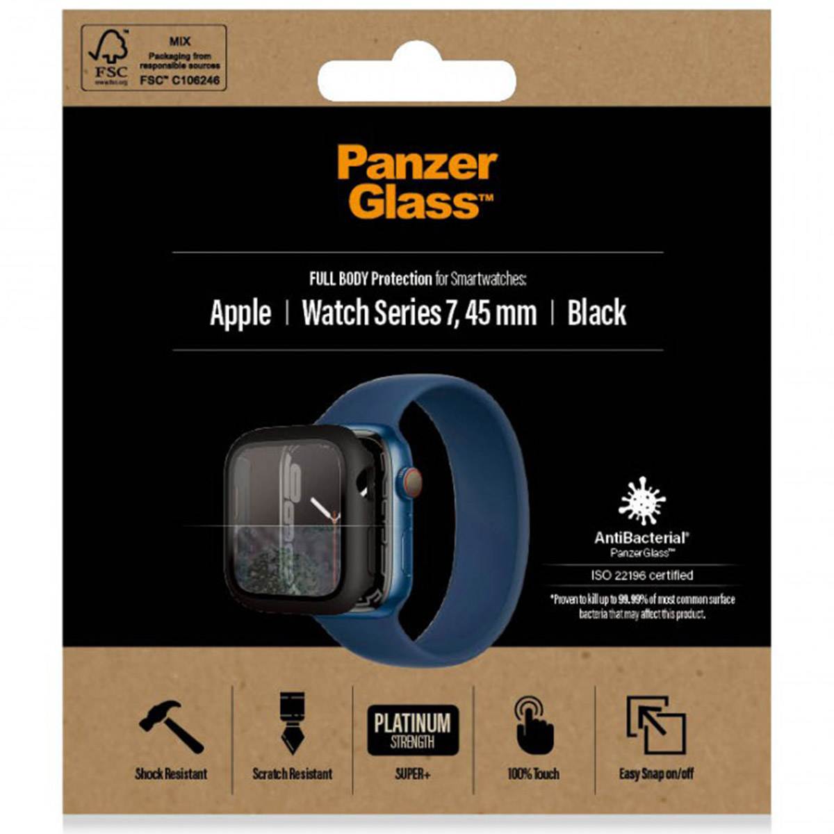 PanzerGlass Full Body Case Apple Watch Series 7 / 8 / 9 (45 mm) – Zwart
