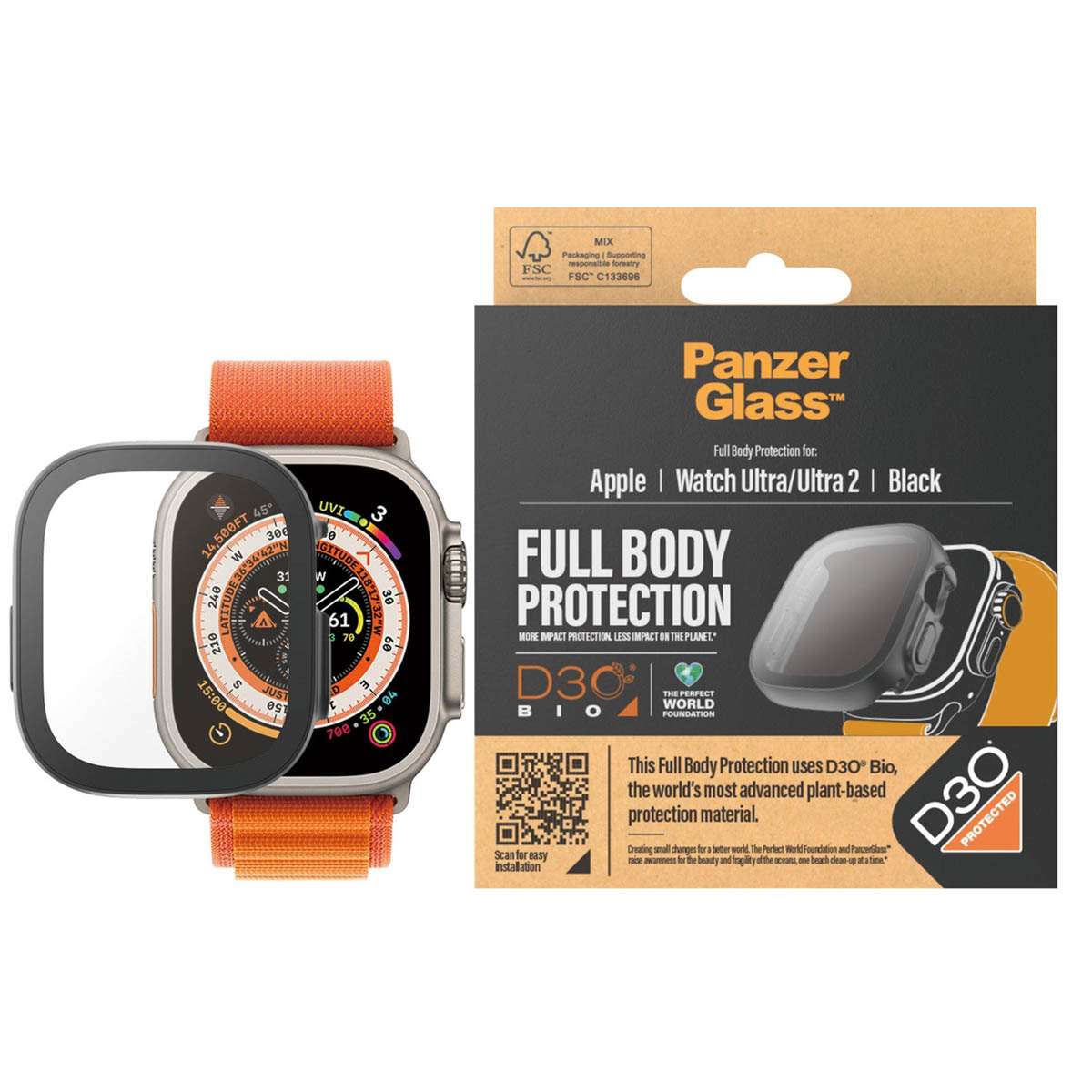 PanzerGlass Full Body Protection D3O® Bio Case Apple Watch Ultra / Ultra 2 / Ultra 3 - 49 mm - Zwart - Afbeelding 2