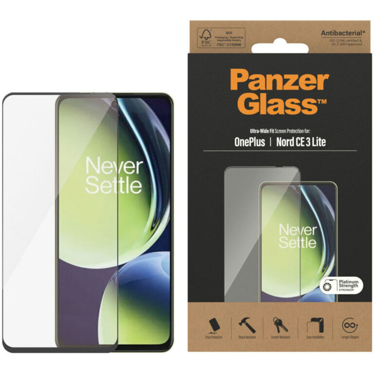 PanzerGlass Ultra-Wide Fit Anti-Bacterial Screenprotector OnePlus Nord CE 3 Lite - Afbeelding 4