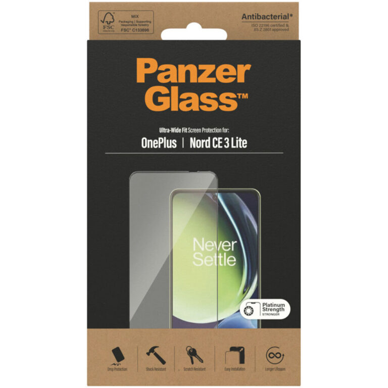 PanzerGlass Ultra-Wide Fit Anti-Bacterial Screenprotector OnePlus Nord CE 3 Lite - Afbeelding 5