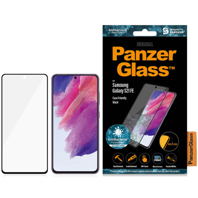 PanzerGlass Anti-Bacterial Case Friendly Screenprotector Samsung Galaxy S21 FE - Zwart - Afbeelding 4