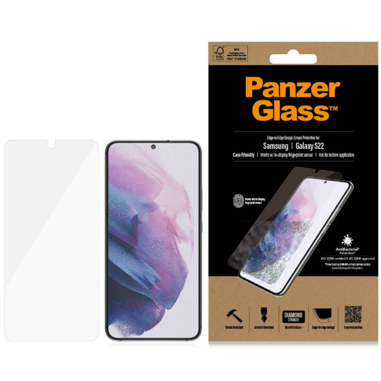 PanzerGlass Anti-Bacterial Case Friendly Screenprotector Samsung Galaxy S22 - Zwart - Afbeelding 6