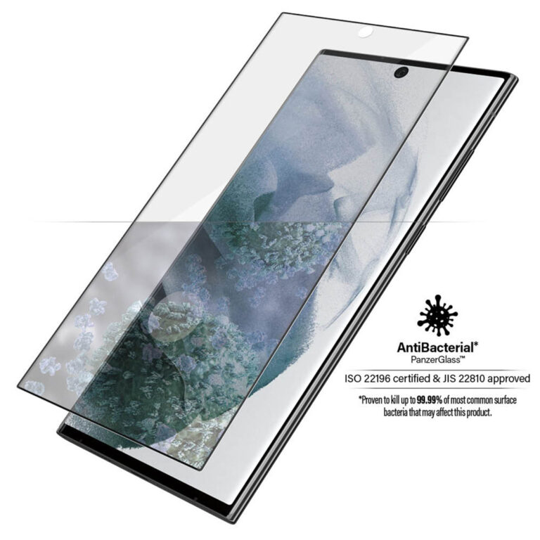 PanzerGlass Anti-Bacterial Case Friendly Screenprotector Samsung Galaxy S22 Ultra - Zwart - Afbeelding 4