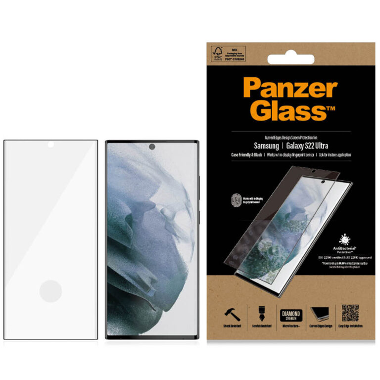 PanzerGlass Anti-Bacterial Case Friendly Screenprotector Samsung Galaxy S22 Ultra - Zwart - Afbeelding 3