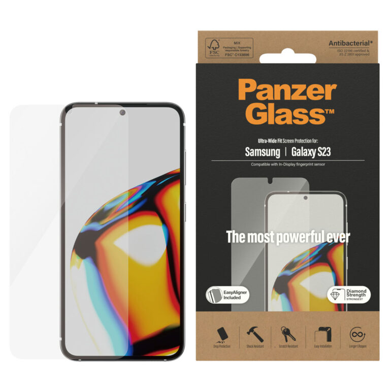 PanzerGlass Ultra-Wide Fit Anti-Bacterial Screenprotector incl. applicator Samsung Galaxy S23 - Zwart - Afbeelding 4