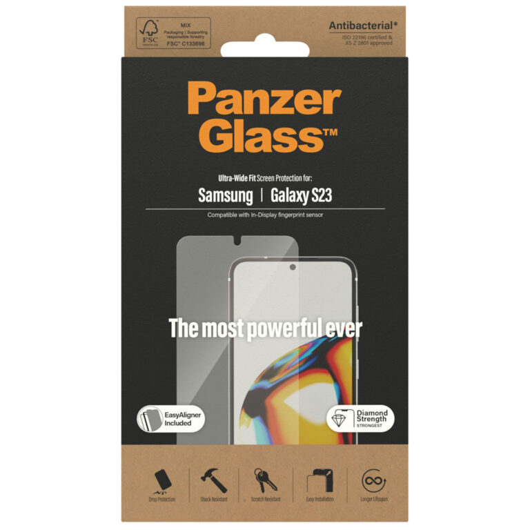 PanzerGlass Ultra-Wide Fit Anti-Bacterial Screenprotector incl. applicator Samsung Galaxy S23 - Zwart - Afbeelding 5