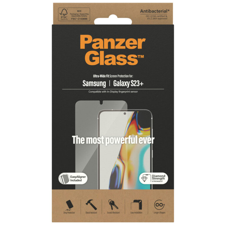 PanzerGlass Ultra-Wide Fit Anti-Bacterial Screenprotector incl. applicator Samsung Galaxy S23 Plus - Zwart - Afbeelding 5