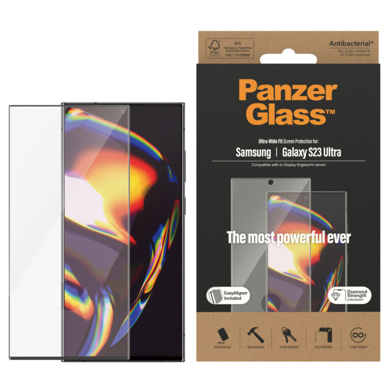 PanzerGlass Ultra-Wide Fit Anti-Bacterial Screenprotector incl. applicator Samsung Galaxy S23 Ultra - Zwart - Afbeelding 8