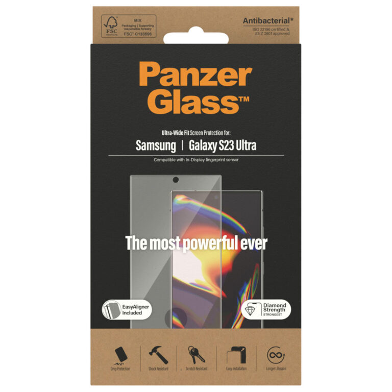 PanzerGlass Ultra-Wide Fit Anti-Bacterial Screenprotector incl. applicator Samsung Galaxy S23 Ultra - Zwart - Afbeelding 6