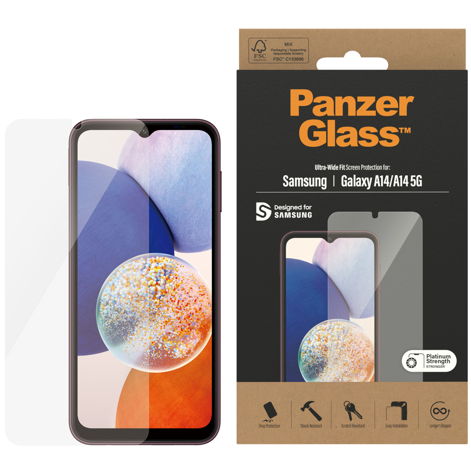PanzerGlass Ultra-Wide Fit Anti-Bacterial Screenprotector Samsung Galaxy A14 (5G/4G) - Afbeelding 7