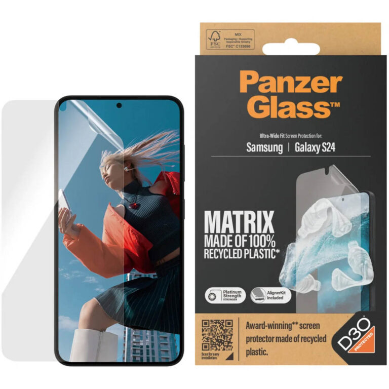 PanzerGlass Matrix Recycled Ultra-Wide Fit Anti-Bacterial Screenprotector incl. applicator Samsung Galaxy S24 - Afbeelding 3