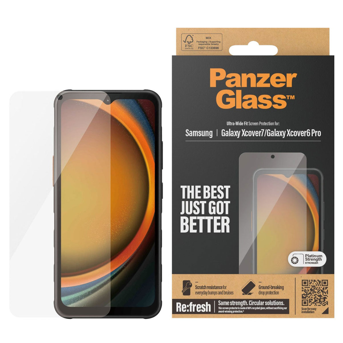 PanzerGlass Refresh Ultra-Wide Fit Anti-Bacterial Screenprotector Samsung Galaxy Xcover 6 Pro / Xcover 7 - Afbeelding 2