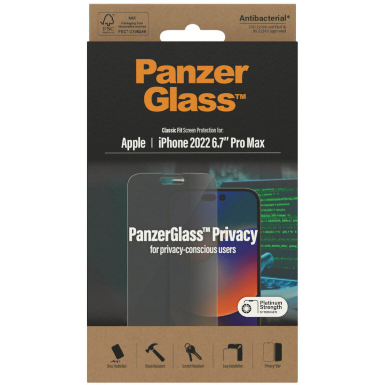 PanzerGlass Privacy Anti-Bacterial Screenprotector Apple iPhone 14 Pro Max - Afbeelding 5
