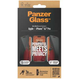 PanzerGlass Privacy Ultra-Wide Fit Anti-Bacterial Screenprotector incl. applicator Apple iPhone 15 Pro