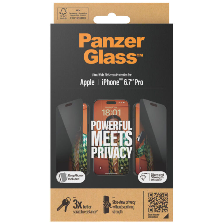 PanzerGlass Privacy Ultra-Wide Fit Anti-Bacterial Screenprotector incl. applicator Apple iPhone 15 Pro Max
